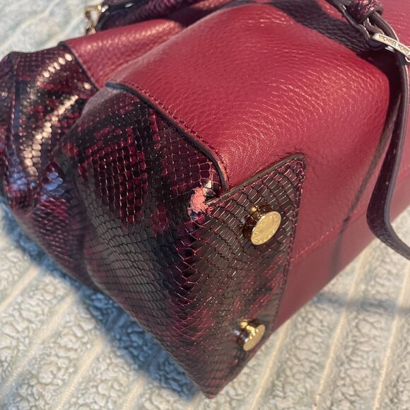 Michael Kors Riley Satchel Handbag - Maroon and Python - Picture 8 of 9